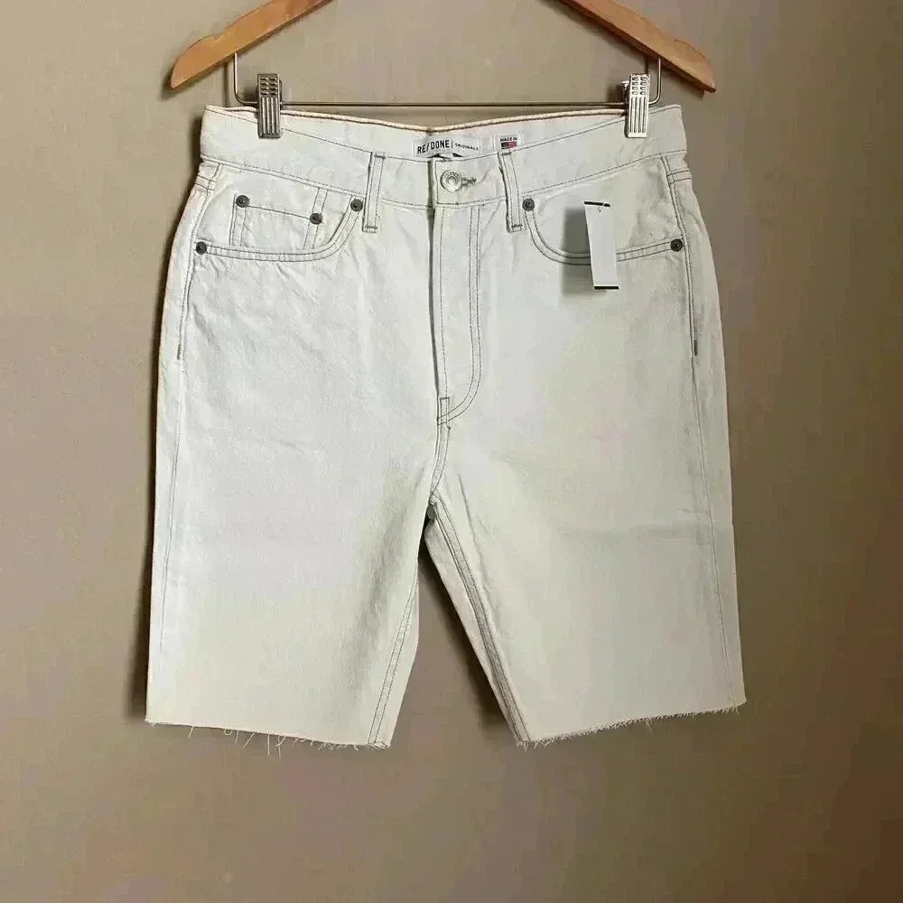 RE/DONE The 80s Long Shortsβ Bleached White Size 28